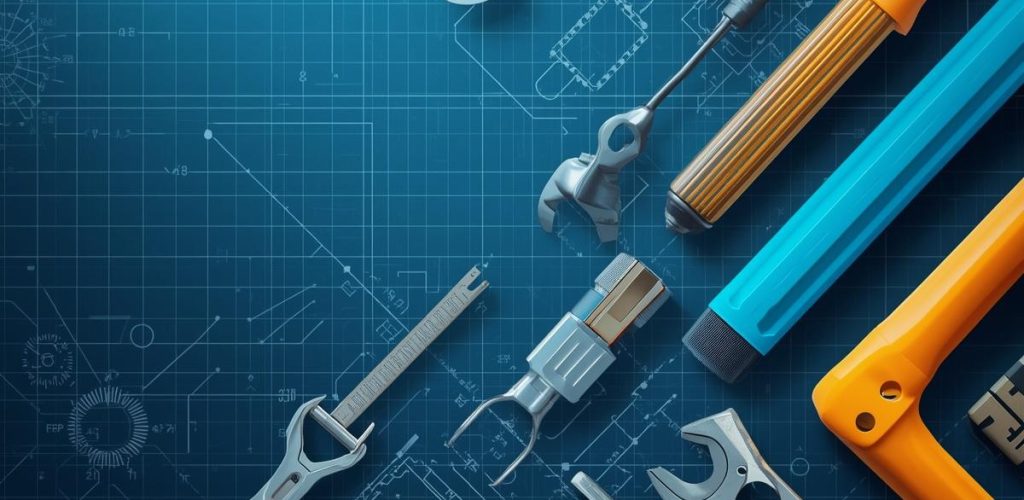 Services de maintenance - bannière professionnelle avec outils, équipement technique, style moderne et professionnel